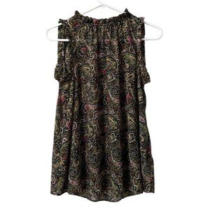Gap‎ Women Blouse Size XS Paisley Flutter Sleeve Lightweight Polyester Ruffles